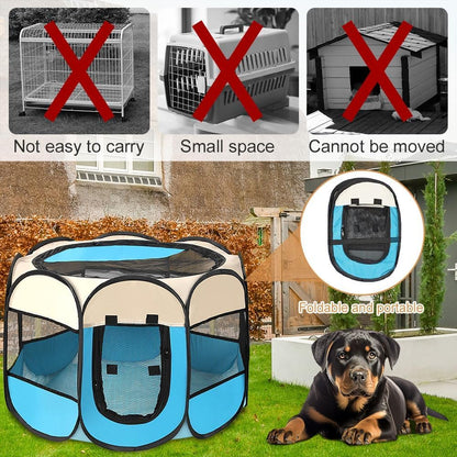 Petlios Tragbarer Welpenauslauf Faltbarer Welpenlaufstall Hundebox Wasserdicht Oxford für Hund Katze Kaninchen Indoor Outdoor Grau L