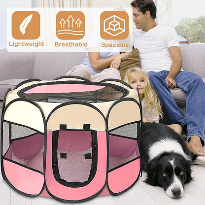 Petlios Tragbarer Welpenauslauf Faltbarer Welpenlaufstall Hundebox Wasserdicht Oxford für Hund Katze Kaninchen Indoor Outdoor Grau L