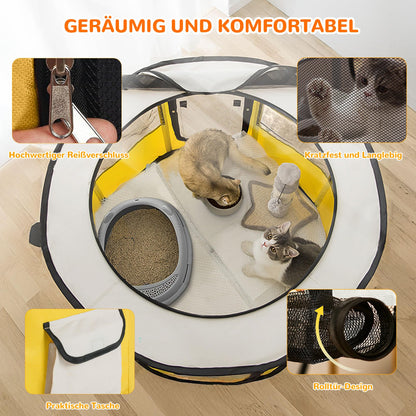 Petlios Welpenauslauf Faltbarer Welpenlaufstall Hundebox Tragbar für Hund Katze Indoor Outdoor Reisen Camping Braun XL