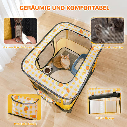 Petlios Welpenauslauf Faltbarer Welpenlaufstall Hundebox Tragbar für Hund Katze Indoor Outdoor Reisen Camping Gelbe Karotten L